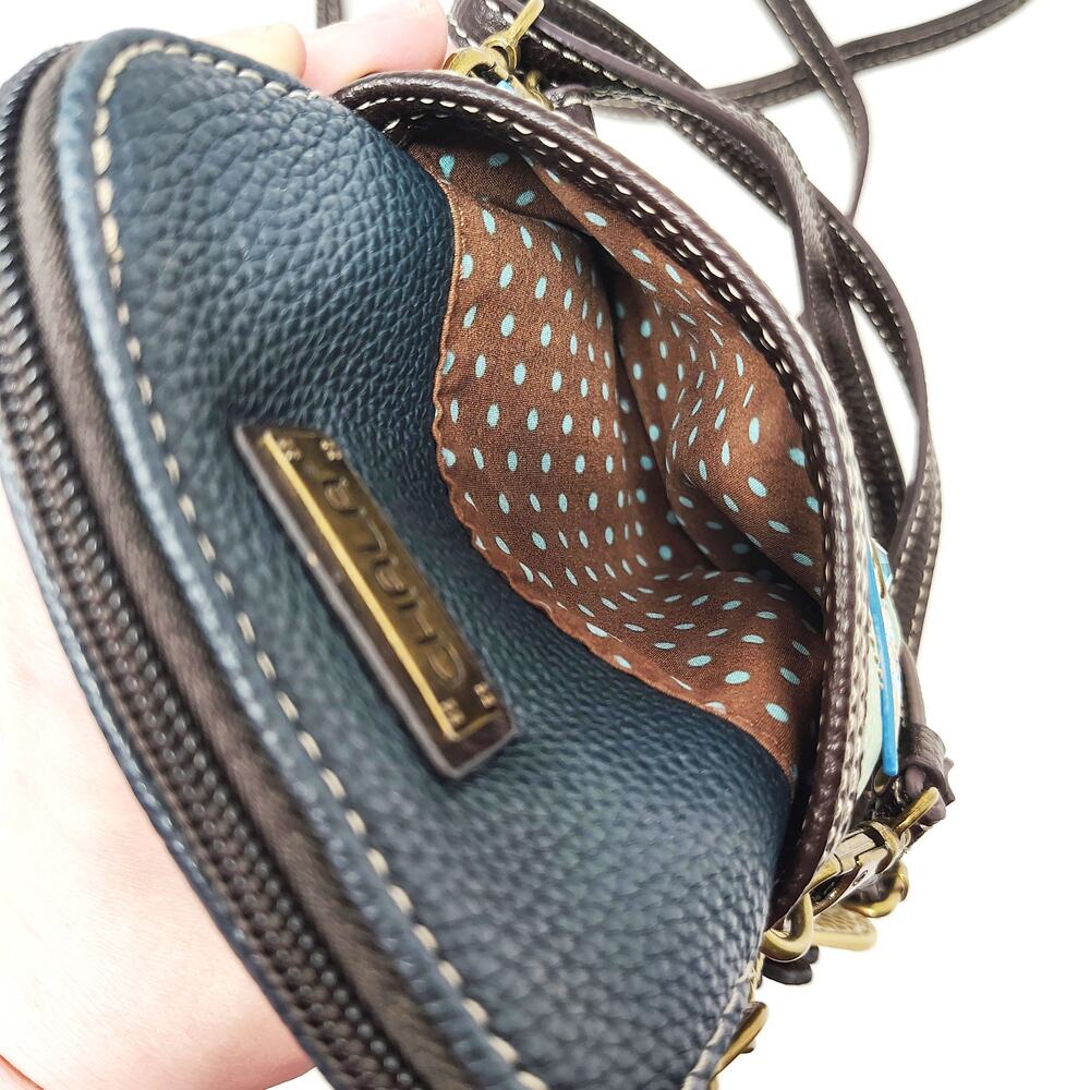 Chala Dazzled Fish Tail Phone Crossbody Bag Purse Blue Brown Zip Wallet - Picture 10 of 10